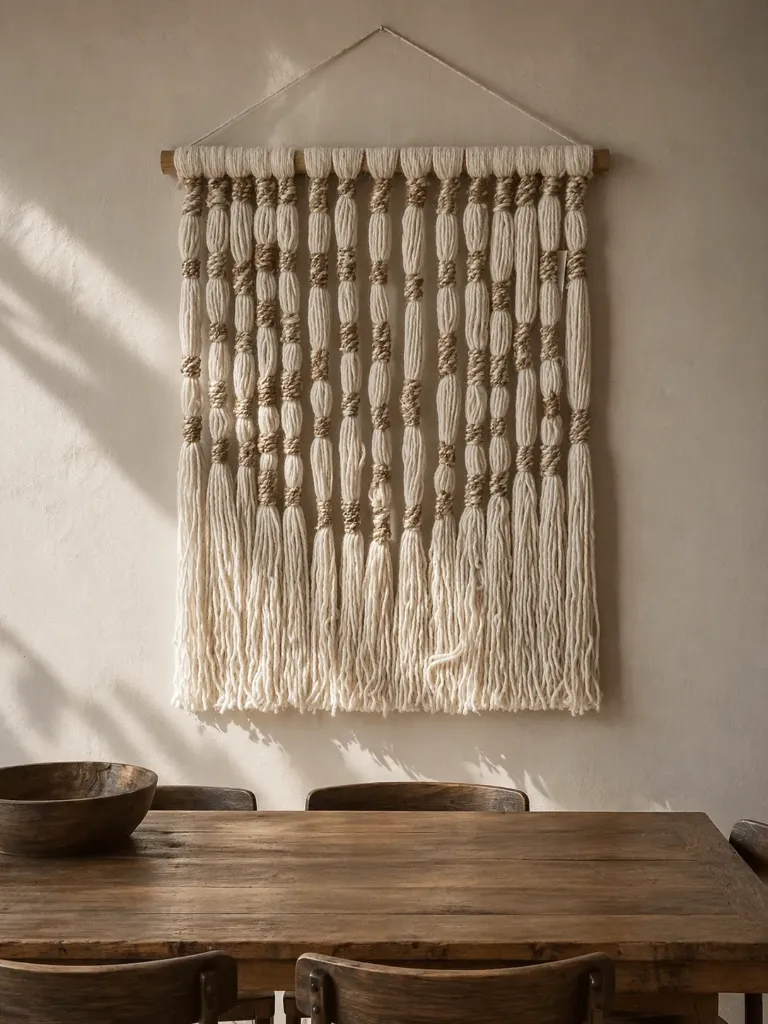 [WH-KRN-S] Knotted Roots - Wall hanging - Wool Art - House Of Thallo (S - 60 x 90, Ivory/Natural)
